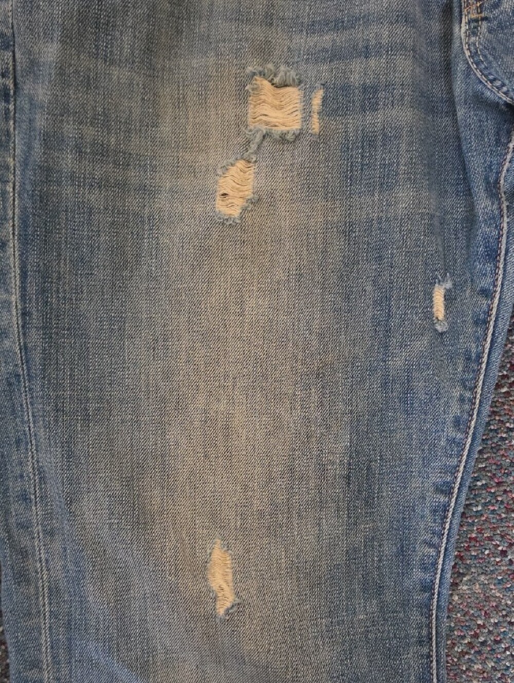 Vintage Y2K Abercrombie & Fitch Distressed Light Blue Straight-Leg Jeans Size 34 - Picture 2 of 14